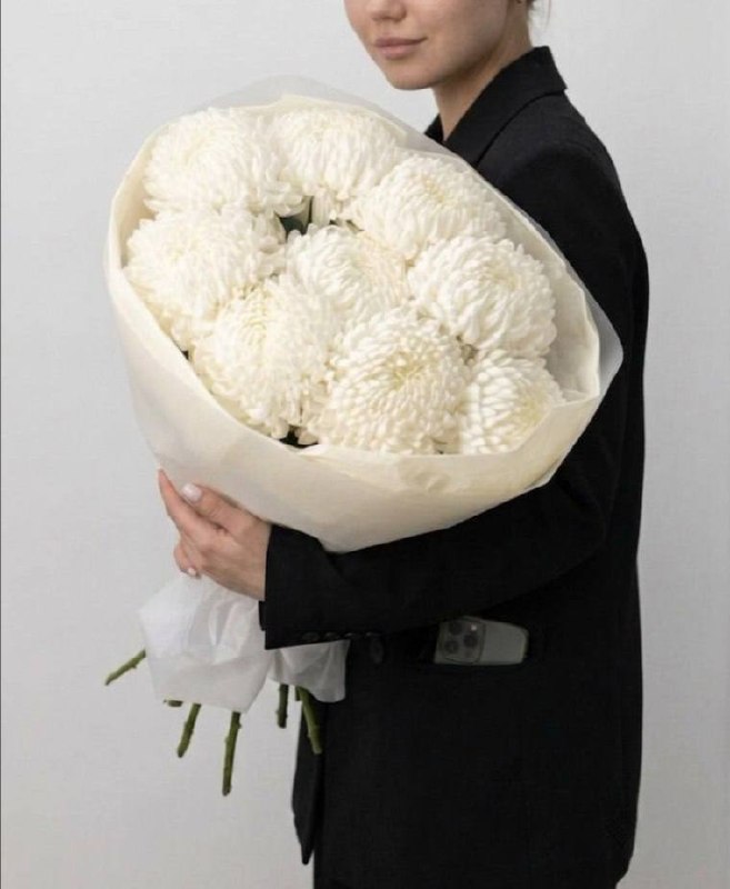 Моно-букет из одноголовых хризантем